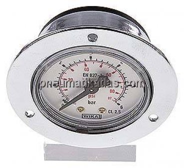 Einbaumanometer (CrNi/Ms), Frontring, 50mm, 0 - 6 bar