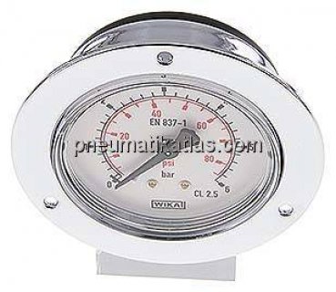 Einbaumanometer (CrNi/Ms), Frontring, 63mm, 0 - 6 bar