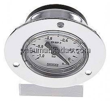 Einbaumanometer (CrNi/Ms), Frontring, 40mm, -1 bis 0 bar