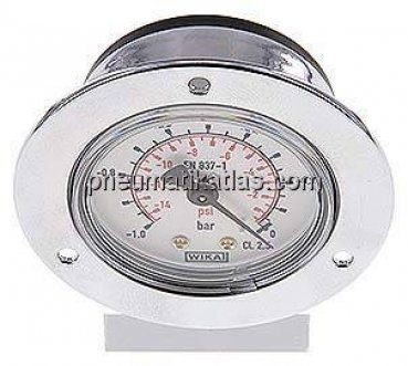 Einbaumanometer (CrNi/Ms), Frontring, 50mm, -1 bis 0 bar