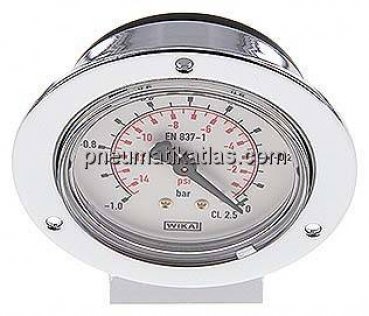 Einbaumanometer (CrNi/Ms), Frontring, 63mm, -1 bis 0 bar