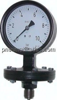 Plattenfeder-Manometer senkrecht, 100mm, -1 bis 0 bar