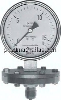 ES-Plattenfeder-Manometer senkrecht, 100mm, -1 bis 0 bar