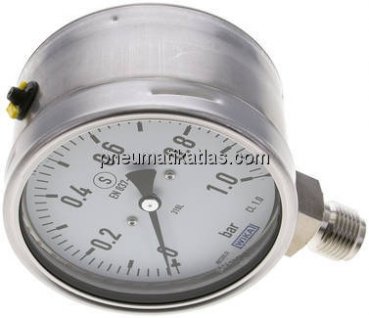 Sicherheits-Manometer senkrecht, 100mm, 0 - 1 bar