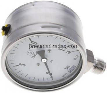 Sicherheits-Manometer senkrecht, 100mm, 0 - 16 bar