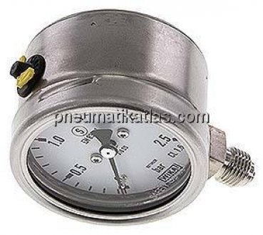 Sicherheits-Manometer senkrecht, 63mm, 0 - 2,5 bar