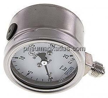 Sicherheits-Manometer senkrecht, 63mm, 0 - 25 bar