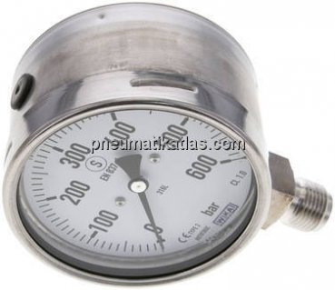 Sicherheits-Manometer senkrecht, 100mm, 0 - 600 bar