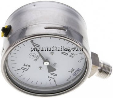 Sicherheits-Manometer senkrecht, 100mm, -1 bis 0,6 bar