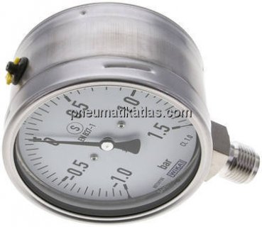 Sicherheits-Manometer senkrecht, 100mm, -1 bis 1,5 bar