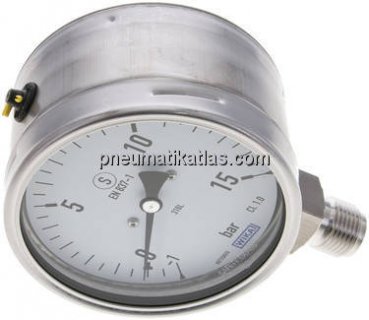 Sicherheits-Manometer senkrecht, 100mm, -1 bis 15 bar