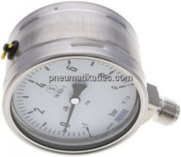 Sicherheits-Manometer senkrecht, 100mm, -1 bis 9 bar