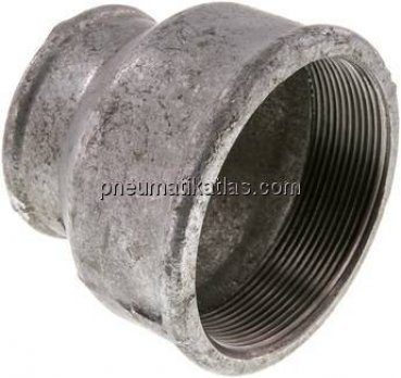 Rundmuffe Rp 3"-Rp 2", Temperguss verzinkt