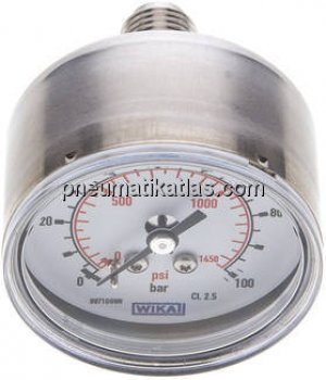 ES-Manometer waagerecht, 50mm, 0 - 100 bar, G 1/4"