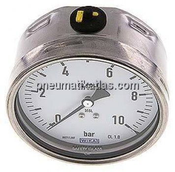 Chemie-Manometer waagerecht, 100mm, 0 - 10 bar