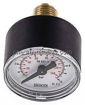 Manometer waagerecht (KU/Ms), 40mm, 0 - 10 bar, G 1/4"