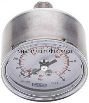 ES-Manometer waagerecht, 50mm, 0 - 10 bar, G 1/4"