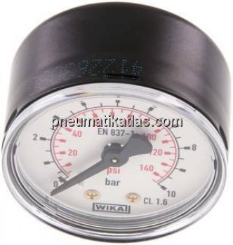 Manometer waagerecht (ST/Ms), 50mm, 0 - 10 bar, G 1/4"