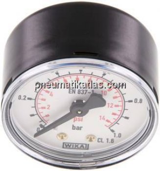 Manometer waagerecht (ST/Ms), 50mm, 0 - 1 bar, G 1/4"