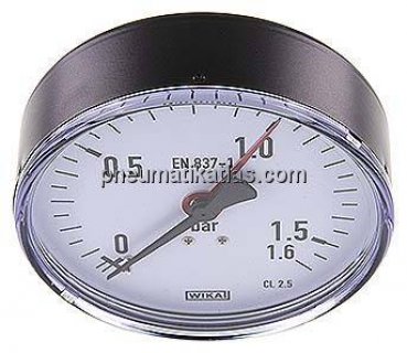Manometer waagerecht, 100mm, 0 - 1,6 bar