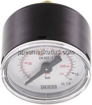 Manometer waagerecht (ST/Ms), 40mm, 0 - 16 bar, G 1/8"
