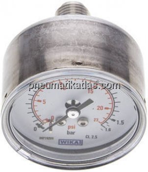 ES-Manometer waagerecht, 50mm, 0 - 1,6 bar, G 1/4"