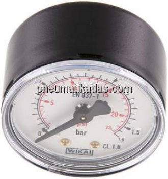 Manometer waagerecht (ST/Ms), 50mm, 0 - 1,6 bar, G 1/4"