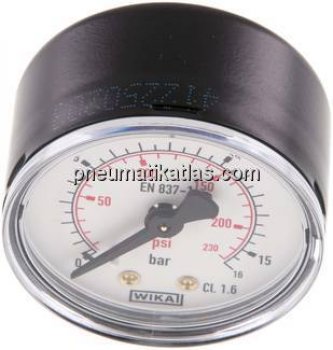 Manometer waagerecht (ST/Ms), 50mm, 0 - 16 bar, G 1/4"