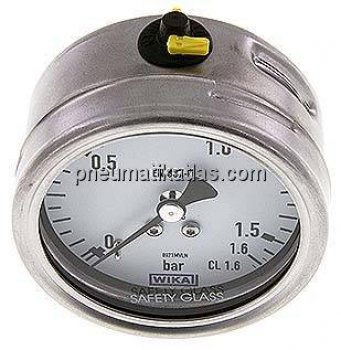 Chemie-Manometer waagerecht, 63mm, 0 - 1,6 bar