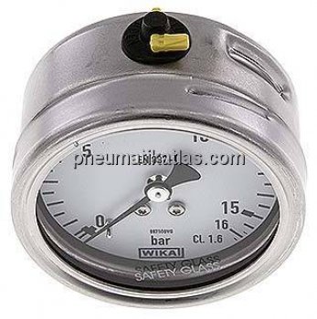 Chemie-Manometer waagerecht, 63mm, 0 - 16 bar