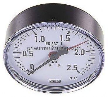Manometer waagerecht, 100mm, 0 - 2,5 bar