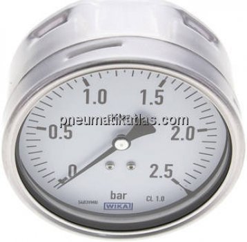 Manometer waagerecht (CrNi/Ms), 100mm, 0 - 2,5 bar