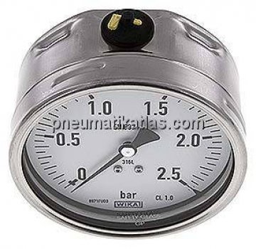 Chemie-Manometer waagerecht, 100mm, 0 - 2,5 bar