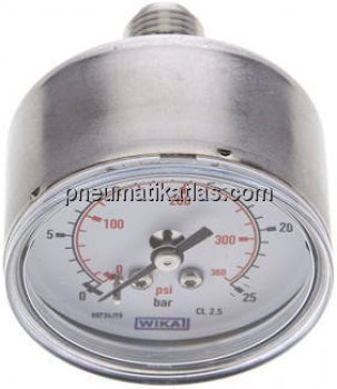 ES-Manometer waagerecht, 50mm, 0 - 25 bar, G 1/4"