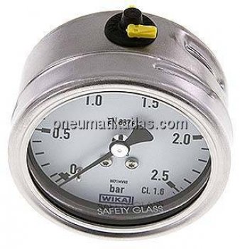 Chemie-Manometer waagerecht, 63mm, 0 - 2,5 bar