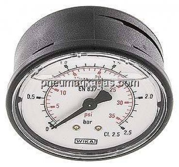 Glycerin-Manometer waagerecht (KU/Ms), 63mm, 0 - 2,5 bar