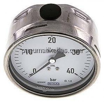 Chemie-Manometer waagerecht, 100mm, 0 - 40 bar
