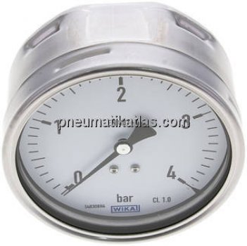 Manometer waagerecht (CrNi/Ms), 100mm, 0 - 4 bar