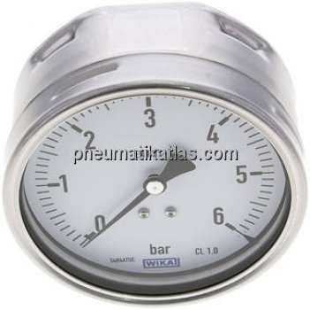 Manometer waagerecht (CrNi/Ms), 100mm, 0 - 6 bar