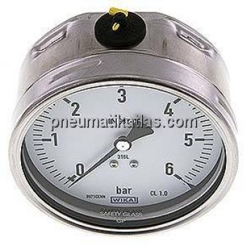 Chemie-Manometer waagerecht, 100mm, 0 - 6 bar