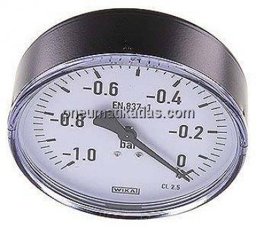 Manometer waagerecht, 100mm, -1 bis 0 bar