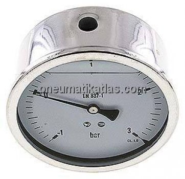 Glycerin-Manometer waagerecht (CrNi/Ms),100mm, -1 bis 3bar