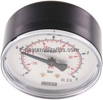 Manometer waagerecht (KU/Ms), 63mm, -1 bis 3 bar, G 1/4"