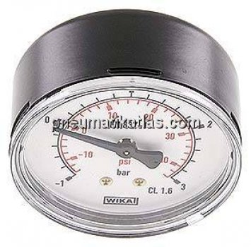 Vakuummmeter, 63mm, waagerecht, -1 bis 3