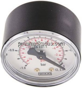 Manometer waagerecht (KU/Ms), 50mm, -1 bis 0 bar, G 1/4"
