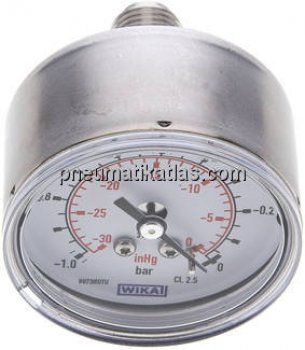 ES-Manometer waagerecht, 50mm, -1 bis 0 bar, G 1/4"