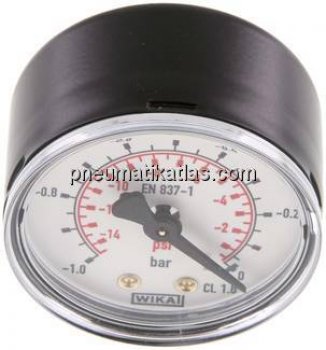 Manometer waagerecht (ST/Ms), 50mm, -1 bis 0 bar, G 1/4"