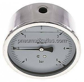 Glycerin-Manometer waagerecht (CrNi/Ms),100mm, -1 bis 5bar