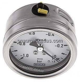 Chemie-Manometer waagerecht, 63mm, -1 bis 0 bar