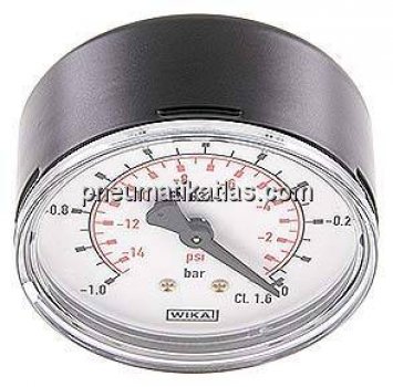 Vakuummmeter, 63mm, waagerecht, -1 bis 0